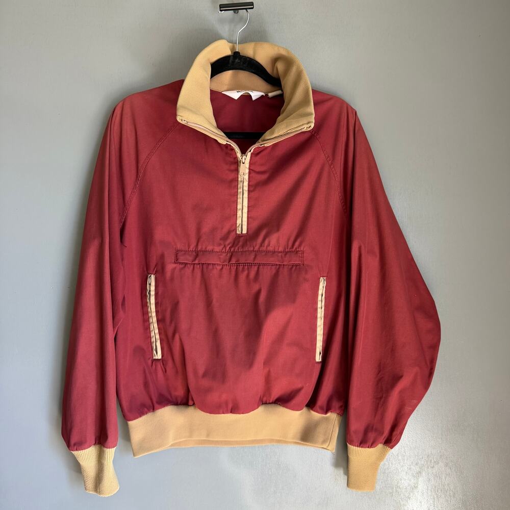 Vintage WOOLRICH Men's M/L Red/Rust Windbreaker Bomber Style Jacket Retro Gorp